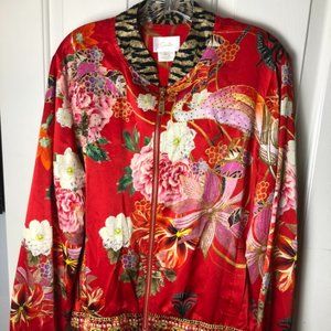Camilla Red Silk Jacket - The Legend of Ziba - Women's XL - Mint Condition